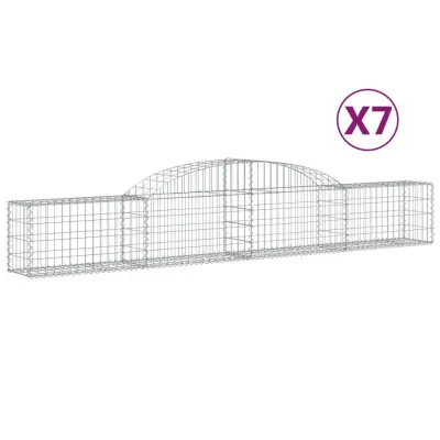 vidaXL Obokane gabion košare 7 kosi 300x30x40/60 cm pocinkano železo