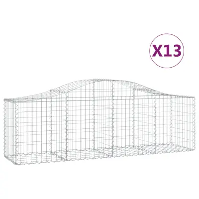 vidaXL Obokana gabionska košara 13 kosov 200x50x60/80cm cinkano železo