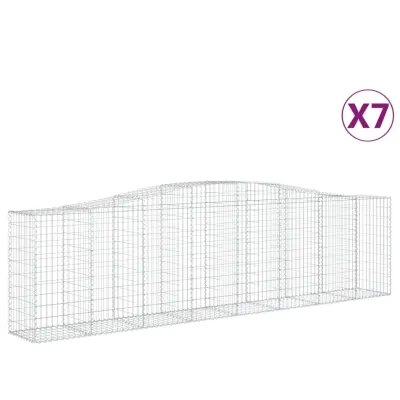 vidaXL Obokane gabion košare 7 kosi 400x50x100/120cm pocinkano železo