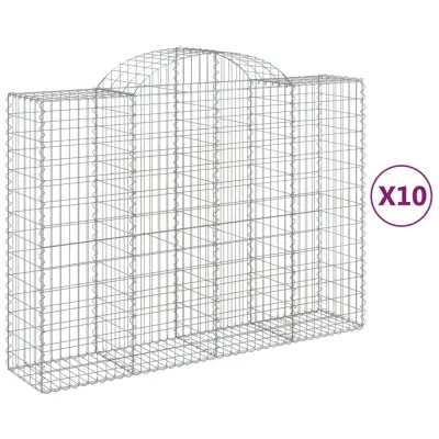 vidaXL Obokane gabion košare 10kosov 200x50x140/160cm pocinkano železo