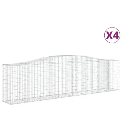 vidaXL Obokane gabion košare 4 kosi 400x50x100/120 cm pocinkano železo