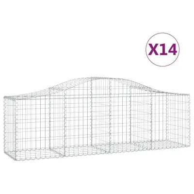 vidaXL Obokana gabionska košara 14 kosov 200x50x60/80cm cinkano železo