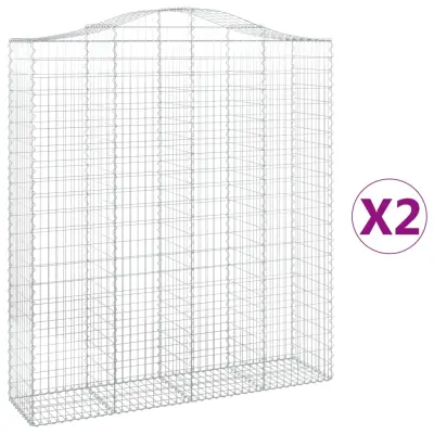 vidaXL Obokane gabion košare 2 kosa 200x50x220/240 cm pocinkano železo