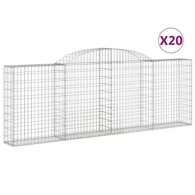 vidaXL Obokana gabionska košara 20 kos 300x30x100/120cm cinkano železo