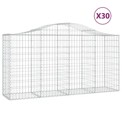vidaXL Obokana gabionska košara 30 kos 200x50x100/120cm cinkano železo