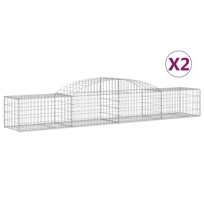 vidaXL Obokane gabion košare 2 kosa 300x50x40/60 cm pocinkano železo