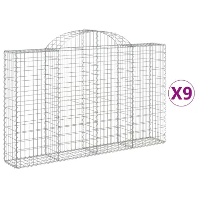 vidaXL Obokane gabion košare 9 kosov 200x30x120/140cm pocinkano železo