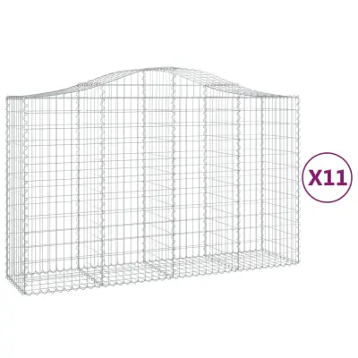 vidaXL Obokana gabionska košara 11 kos 200x50x120/140cm cinkano železo