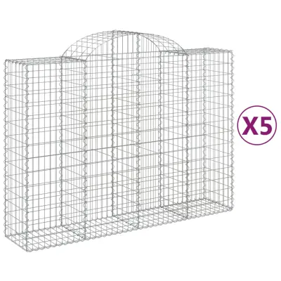 vidaXL Obokane gabion košare 5 kosov 200x50x140/160cm pocinkano železo