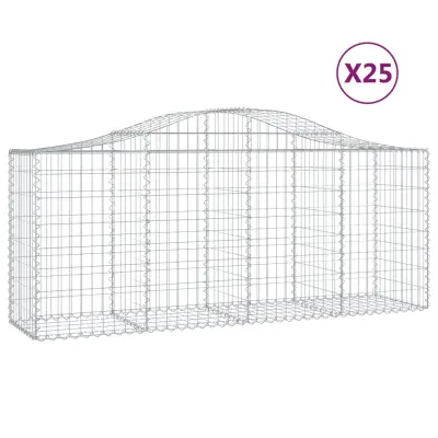 vidaXL Obokane gabion košare 25 kosov 200x50x80/100 cm cinkano železo