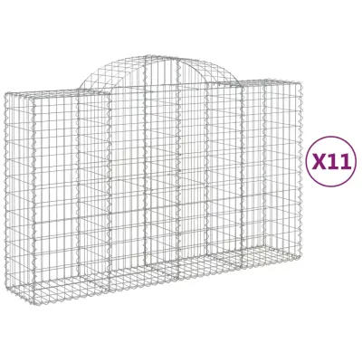 vidaXL Obokana gabionska košara 11 kos 200x50x120/140cm cinkano železo
