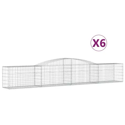 vidaXL Obokana gabionska košara 6 kosov 400x50x60/80cm cinkano železo