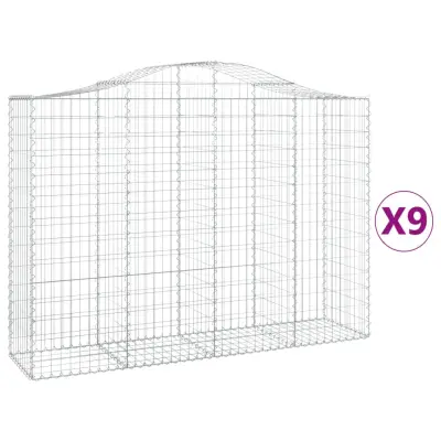 vidaXL Obokane gabion košare 9 kosov 200x50x140/160cm pocinkano železo