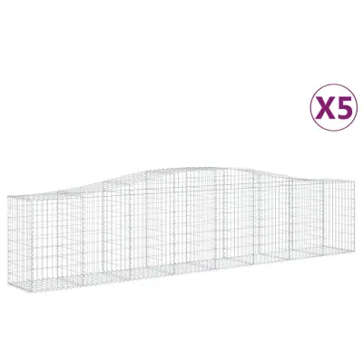 vidaXL Obokane gabion košare 5 kosov 400x50x80/100 cm cinkano železo