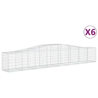 vidaXL Obokana gabionska košara 6 kosov 400x50x60/80cm cinkano železo