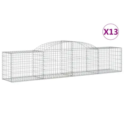 vidaXL Obokana gabionska košara 13kosi 300x50x60/80cm pocinkano železo
