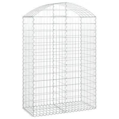 vidaXL Obokana gabionska košara 100x50x140/160 cm pocinkano železo