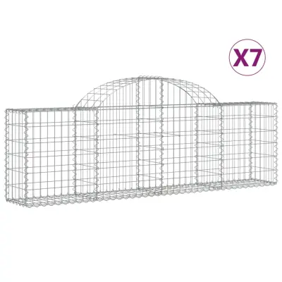 vidaXL Obokana gabionska košara 7 kosov 200x30x60/80cm cinkano železo
