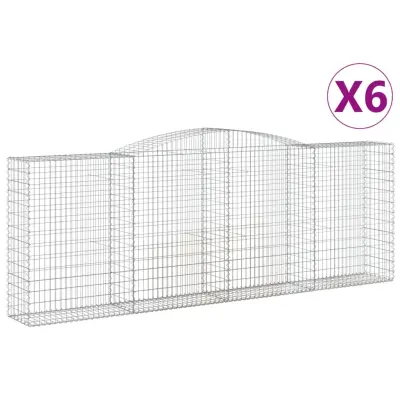vidaXL Obokane gabion košare 6 kosov 400x50x140/160cm pocinkano železo
