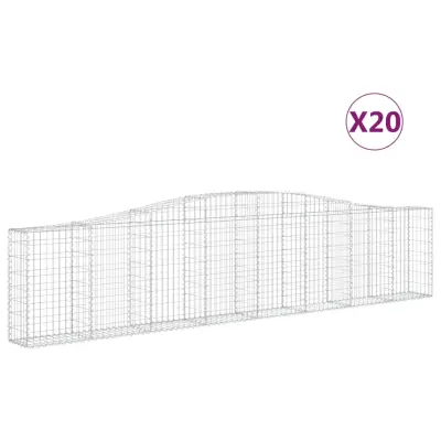 vidaXL Obokane gabion košare 20 kosa 400x30x80/100 cm pocinkano železo