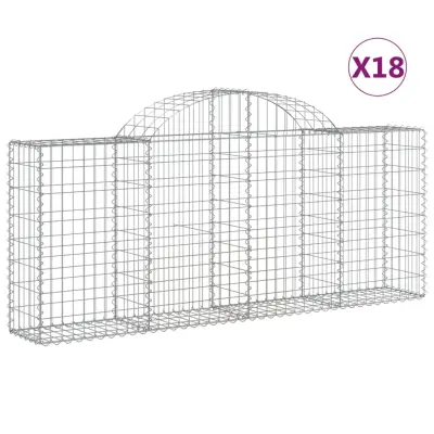 vidaXL Obokane gabion košare 18 kosov 200x30x80/100 cm cinkano železo