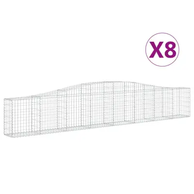 vidaXL Obokana gabionska košara 8 kosov 400x30x60/80cm cinkano železo
