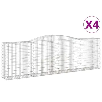 vidaXL Obokane gabion košare 4 kosi 400x50x120/140 cm pocinkano železo