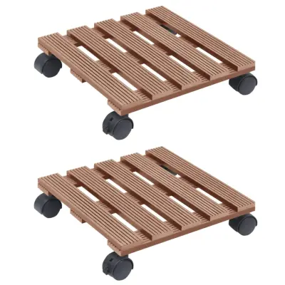 vidaXL Voziček za rastline 2 kosa rjav 30x30x7,5 cm WPC