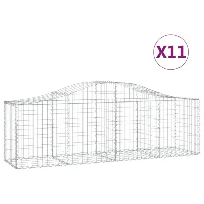 vidaXL Obokana gabionska košara 11 kosov 200x50x60/80cm cinkano železo