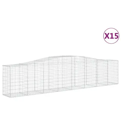 vidaXL Obokane gabion košare 15 kosov 400x50x80/100 cm cinkano železo