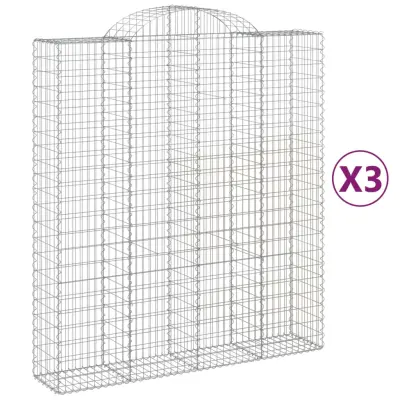 vidaXL Obokane gabion košare 3 kosi 200x50x220/240 cm pocinkano železo