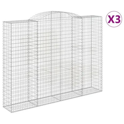 vidaXL Obokane gabion košare 3 kosa 300x50x220/240 cm pocinkano železo