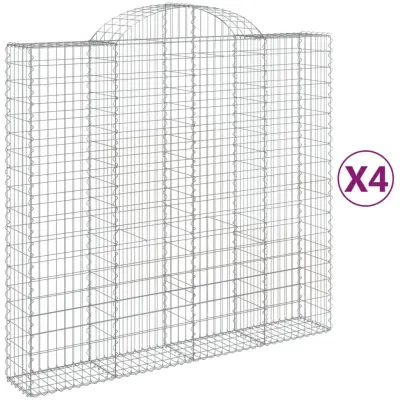 vidaXL Obokane gabion košare 4 kosi 200x50x180/200 cm pocinkano železo