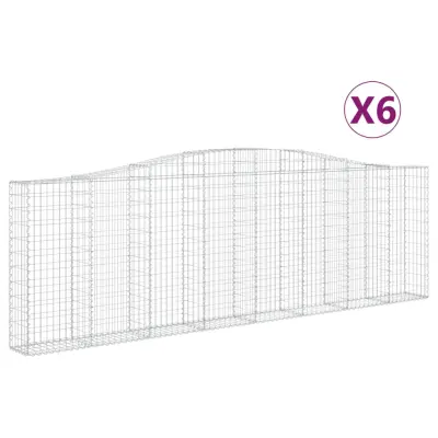vidaXL Obokane gabion košare 6 kosov 400x30x120/140cm pocinkano železo