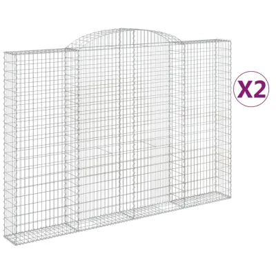 vidaXL Obokane gabion košare 2 kosa 300x30x200/220 cm pocinkano železo