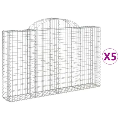vidaXL Obokane gabion košare 5 kosov 200x30x120/140cm pocinkano železo