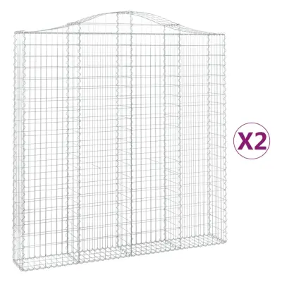 vidaXL Obokane gabion košare 2 kosa 200x30x200/220 cm pocinkano železo