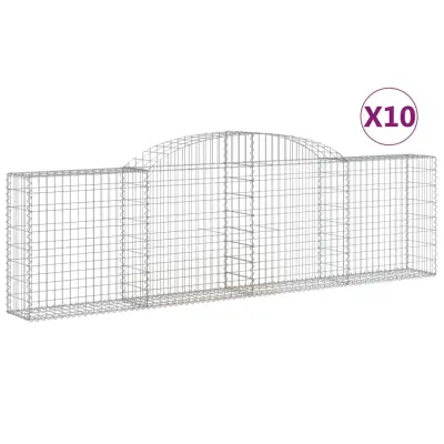 vidaXL Obokane gabion košare 10 kosa 300x30x80/100 cm pocinkano železo