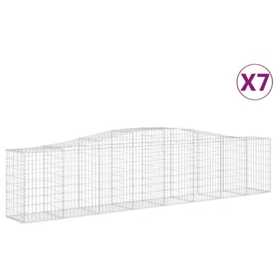 vidaXL Obokane gabion košare 7 kosov 400x50x80/100 cm cinkano železo