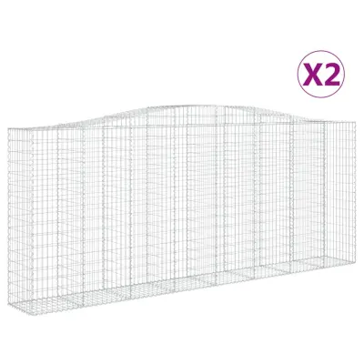 vidaXL Obokana gabionska košara 2 kosa 400x50x160/180cm cinkano železo