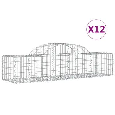 vidaXL Obokane gabion košare 12 kosov 200x50x40/60 cm pocinkano železo