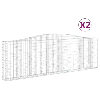 vidaXL Obokane gabion košare 2 kosa 400x30x120/140 cm pocinkano železo