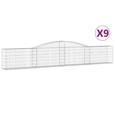 vidaXL Obokana gabionska košara 9 kosov 400x30x60/80cm cinkano železo
