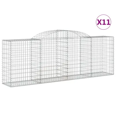 vidaXL Obokana gabionska košara 11 kos 300x50x100/120cm cinkano železo