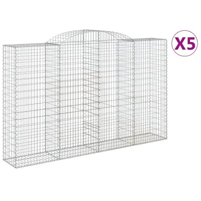 vidaXL Obokane gabion košare 5 kosov 300x50x180/200cm pocinkano železo