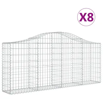 vidaXL Obokane gabion košare 8 kosov 200x30x80/100 cm cinkano železo
