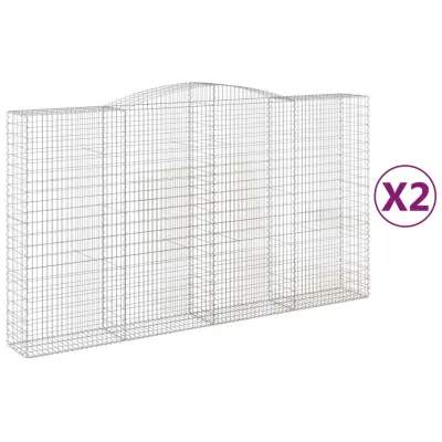 vidaXL Obokane gabion košare 2 kosa 400x50x220/240 cm pocinkano železo