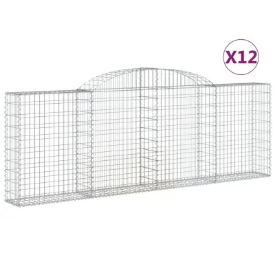 vidaXL Obokane gabion košare 12kosov 300x30x100/120cm pocinkano železo