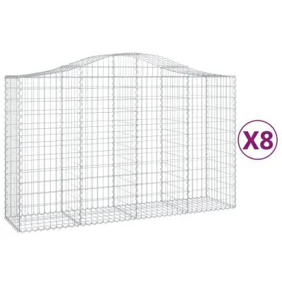 vidaXL Obokane gabion košare 8 kosov 200x50x120/140cm pocinkano železo