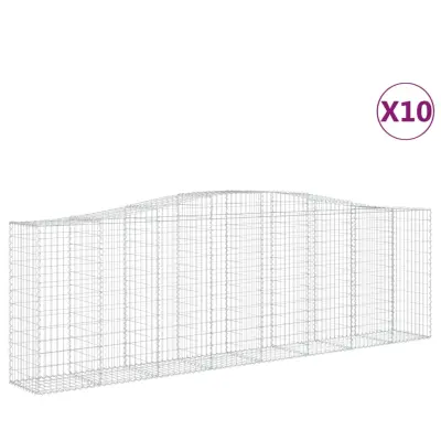 vidaXL Obokane gabion košare 10 kosov 400x50x120/140cm cinkano železo